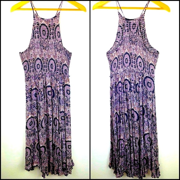 Free People Smocked Boho Paisley Print Midi Dress - Picture 7 of 11